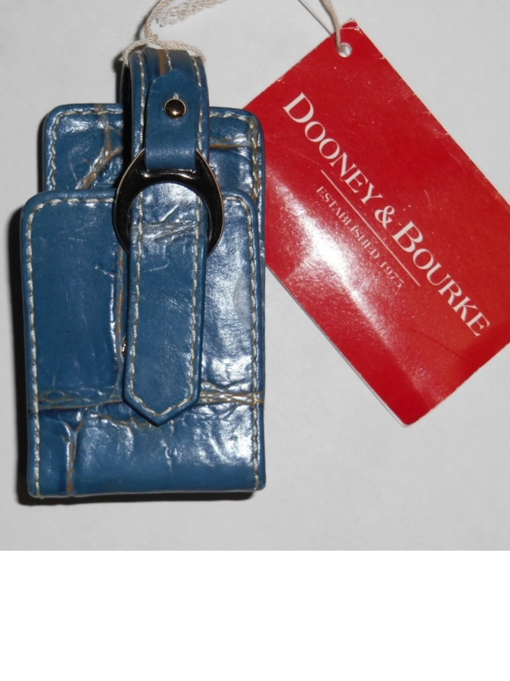 Dooney & Bourke Blue Leather Clip-On Phone Card Holder